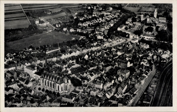 Postcard Friedberg in Hesse, aerial photograph