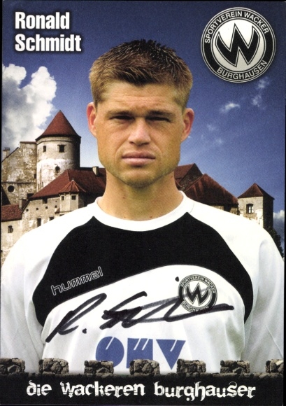 Autogrammkarte Fußballer Ronald Schmidt, SV Wacker Burghausen, Autogramm
