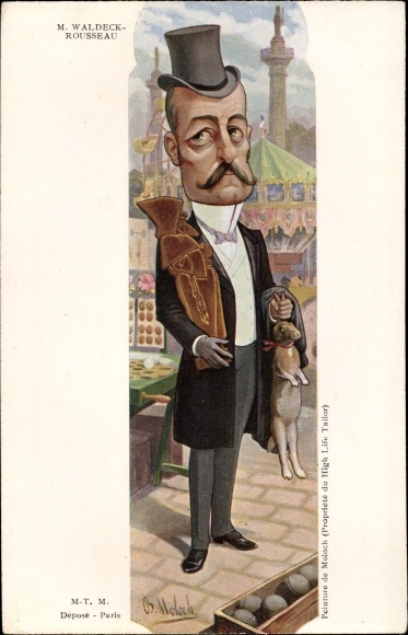 Artist PC Moloch, B., French politician Pierre Waldeck-Rousseau, Dreyfus affair, caricature