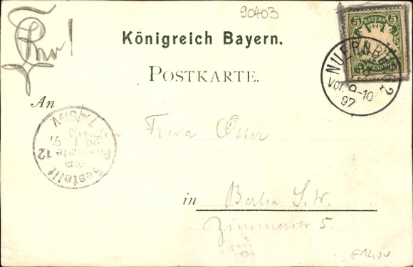 Chromo-Litho Nuremberg in Middle Franconia Bavaria, State Exhibition 1896, Kunsthalle, West Colonnade