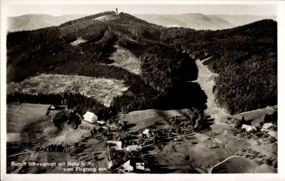 Postcard Schweigmatt Raitbach Schopfheim in Baden, aerial photograph, Hohe Möhr