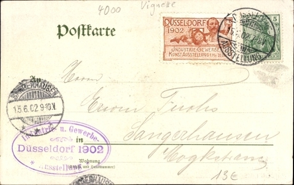 PC Düsseldorf, trade exhibition 1902, pavilion Fried. Krupp, flags of all nations