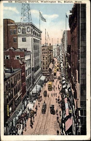 Ak Boston Massachusetts USA, Winkelgebied, Washington Street