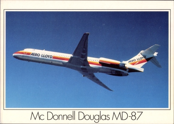 Postcard passenger aircraft Aero Lloyd, Mc Donnell Douglas MD 87