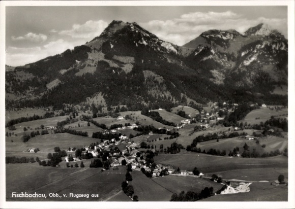 Postcard Fischbachau in Upper Bavaria, aerial photograph