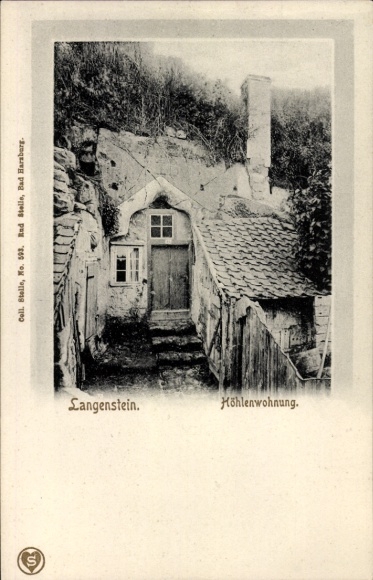 Ak Langenstein Halberstadt in het Harzgebergte, grotwoning