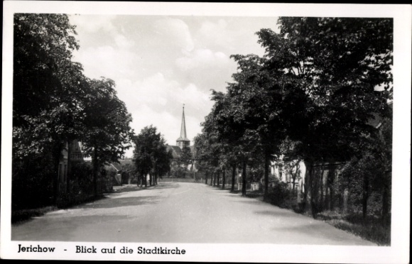 Postcard Jerichow in Saxony Anhalt, view of the town church