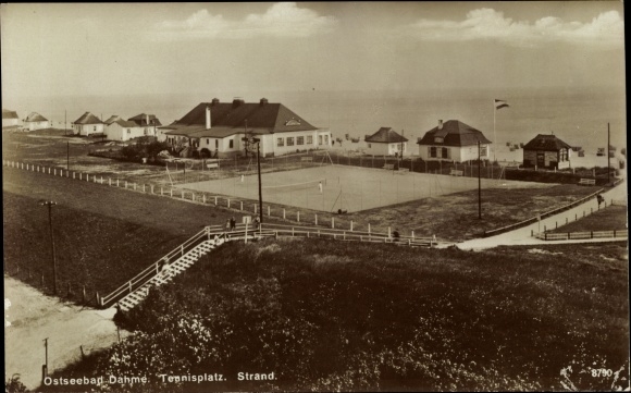 Postcard Ostseebad Dahme in Holstein, tennis court, beach