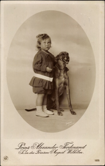Ak Prins Alexander Ferdinand van Pruisen, hond, NPG 5225