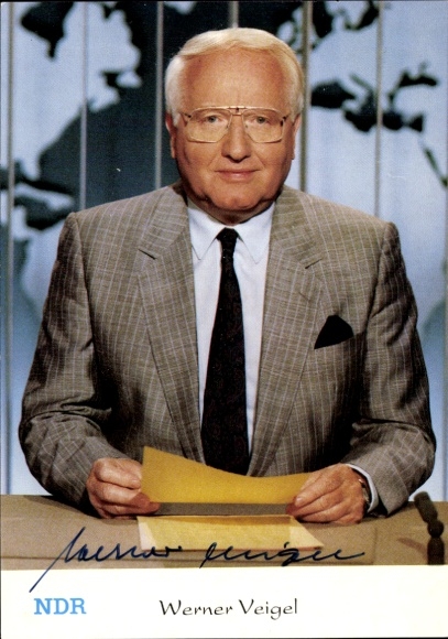 Postcard actor Werner Veigel, portrait, autograph