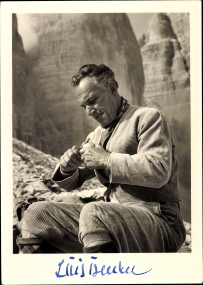 Postcard actor Luis Trenker, climber, portrait, autograph