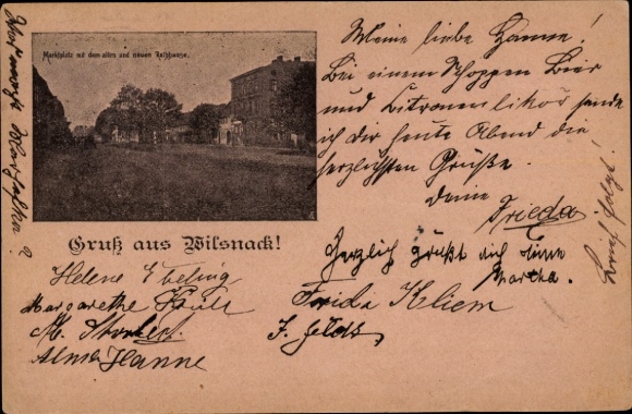 Postcard Bad Wilsnack in the Prignitz, market square, town hall