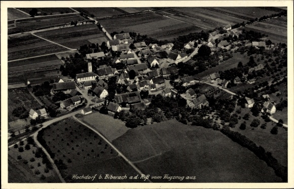 Postcard Hochdorf an der Riß Upper Swabia, aerial photograph