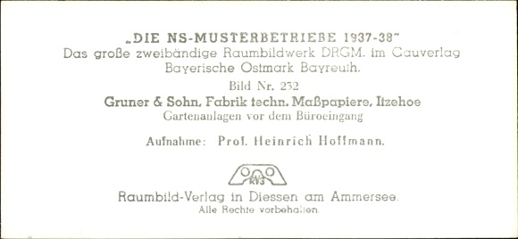 Stereo room image photo &quot;The NS model companies 1937-38&quot; No. 232 factory techn. Dimension paper Gruner &amp; Sohn
