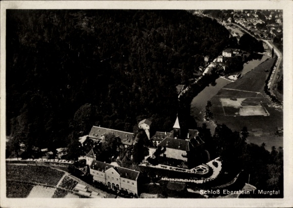 Ak Gernsbach im Schwarzwald, Schloss Eberstein, Fliegeraufnahme