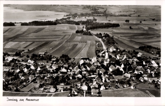 Postcard Inning am Ammersee Upper Bavaria, aerial photograph