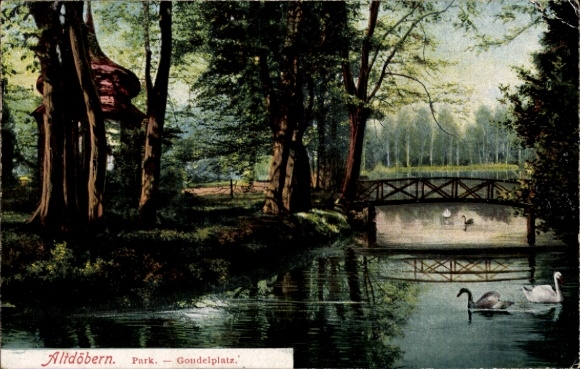 Postcard Altdöbern in Lower Lusatia, Park, Gondola Square