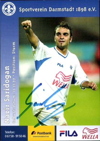 Autogrammkarte Fußballer Nazir Saridogan, SV Darmstadt 98, Autogramm