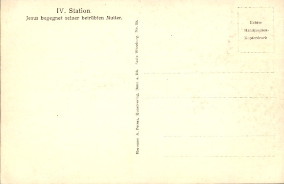 Postcard IV. Station, Jesus meets his sorrowful mother