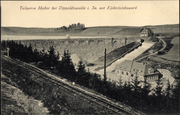Postcard Malter Dippoldiswalde, Malter dam, power station