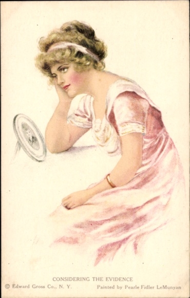 Artist Postcard Fidler, Pearle, Considering the Evidence, pensive woman
