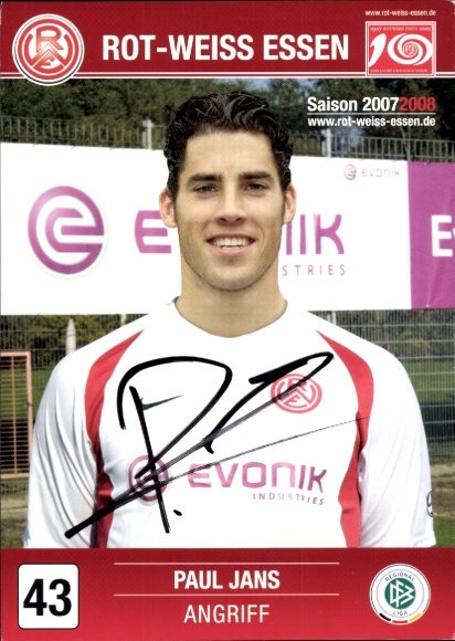 Autogrammkarte Fußballer Paul Jans, Rot-Weiss Essen, Autogramm