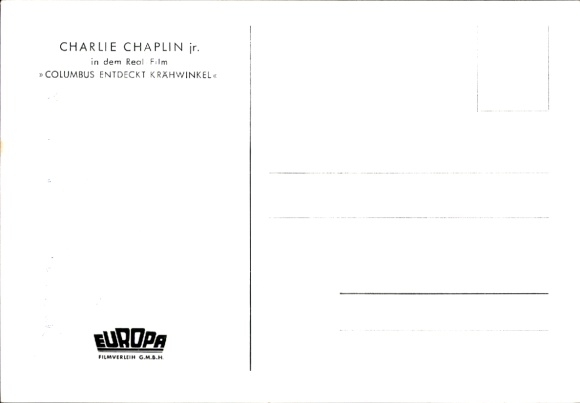 Ak-acteur Charlie Chaplin Jr., portret, handtekening