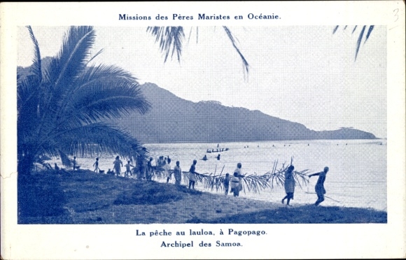 Ak Ile de Tutuila Samoa, Mission des Peres maristes en Oceanie, La peche au lauloa a Pagopago