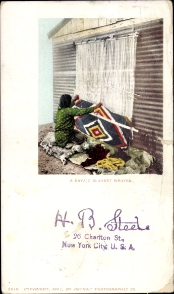 Postcard A Navajo Blanket Weaver