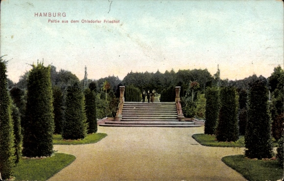 Ansichtkaart Hamburg Nord Ohlsdorf, kavel van de begraafplaats Ohlsdorf