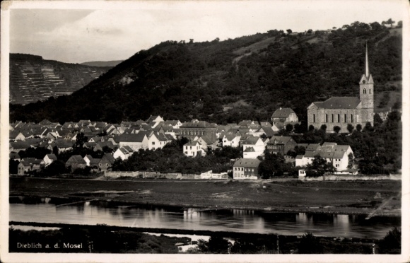 Postcard Dieblich on the Moselle, general view