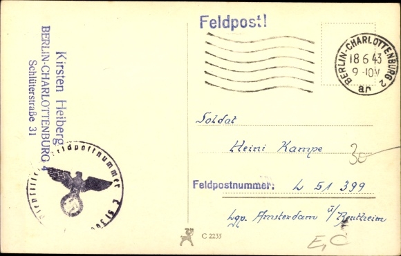 Postcard actress Kirsten Heiberg, portrait, Ross 3373/1, autograph