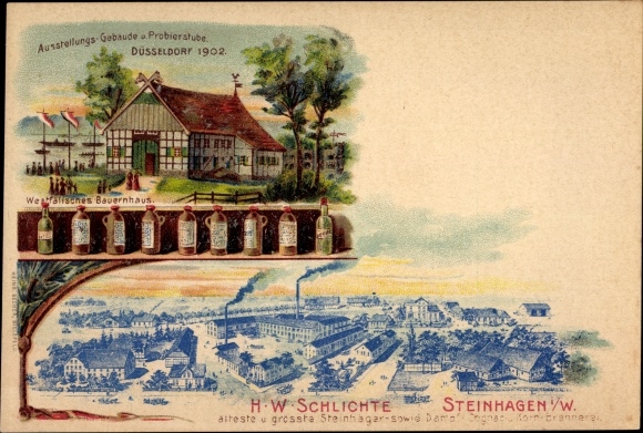 lito Steinhagen w Westfalii, budynek wystawowy Probierstube Düsseldorf 1902, HW Schlichte