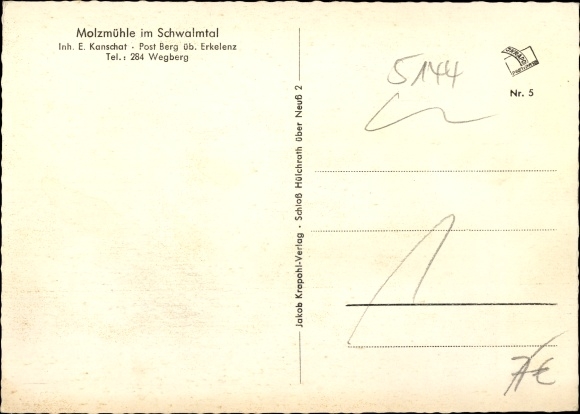 Postcard Wegberg Kreis Heinsberg, Restaurant Molzmühle in Schwalmtal
