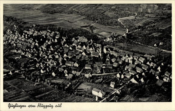 Ak Güglingen in Württemberg, Luftaufnahme von Jüglingen, viele Häuser, ländliche Umgebung