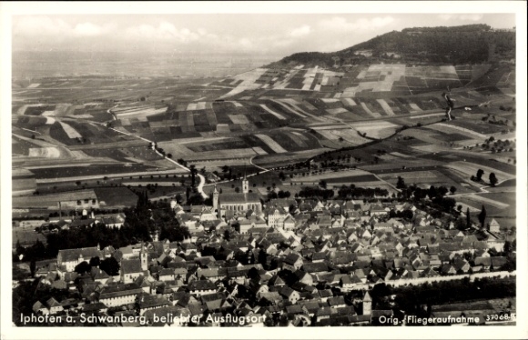 Postcard Iphofen in Lower Franconia, Iphofen a. Schwanberg, popular tourist destination, aerial photograph