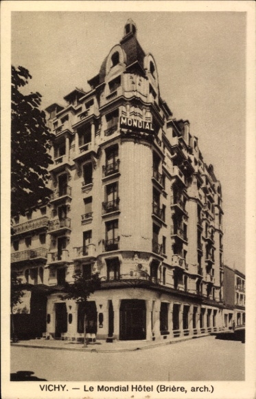 Ak Vichy Allier, Le Mondial Hôtel,  architektonische Darstellung,  