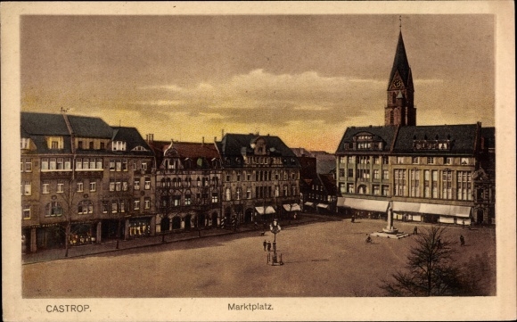 Postcard Castrop Rauxel in the Ruhr area of Westphalia, marketplace