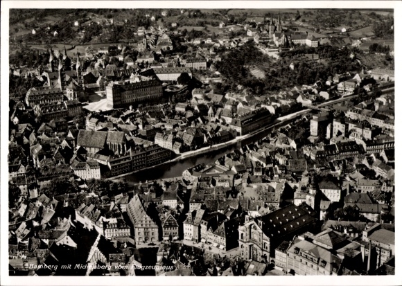 Postcard Bamberg in Upper Franconia, aerial photograph, Michaelsberg
