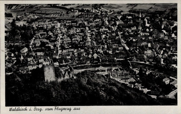Picture of Waldkirch im Breisgau Black Forest, aerial photograph of houses, landscape, 1949