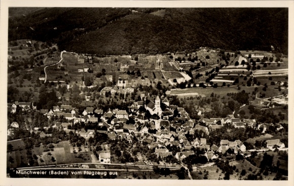 Ak Münchweier Ettenheim in Baden, luchtfoto