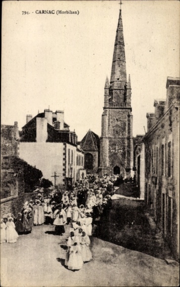 Postcard Carnac Morbihan, procession