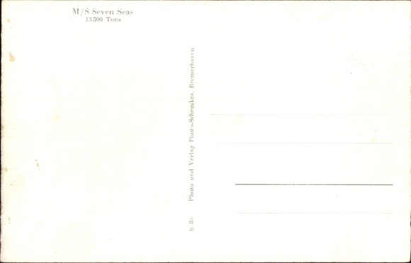 Postcard steamship MS Seven Seas, Europa Canada Line