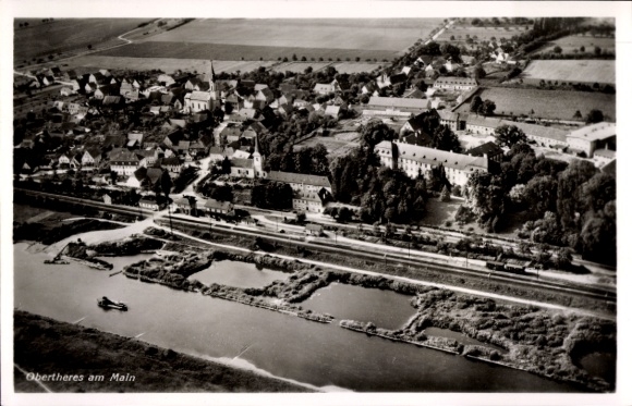 Postcard Obertheres Theres in Lower Franconia, aerial photograph