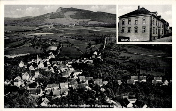 Postcard Büßlingen Tengen in Baden, aerial photographs, Hohenstoffeln, Gasthaus zur Linde
