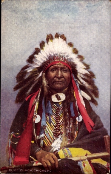 Ak Nordamerikanische Volkstypen, Mann mit Federschmuck, Portrait, Häuptling, Tuck 3495