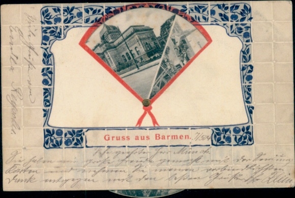 Mechanical Postcard Barmen Wuppertal, partial views, turntable