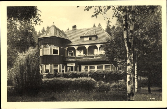 Ak Hasselfelde Oberharz am Brocken, hotel, restaurant Waldkrone