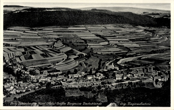 Postcard Thallichtenberg in the Palatinate, Lichtenberg Castle, aerial photograph