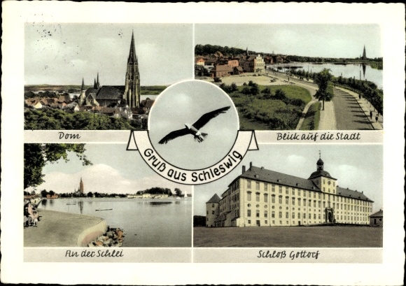 Ak Schleswig aan de Schlei, Kathedraal, Uitzicht op de stad, Aan de Schlei, Kasteel Gottorf
